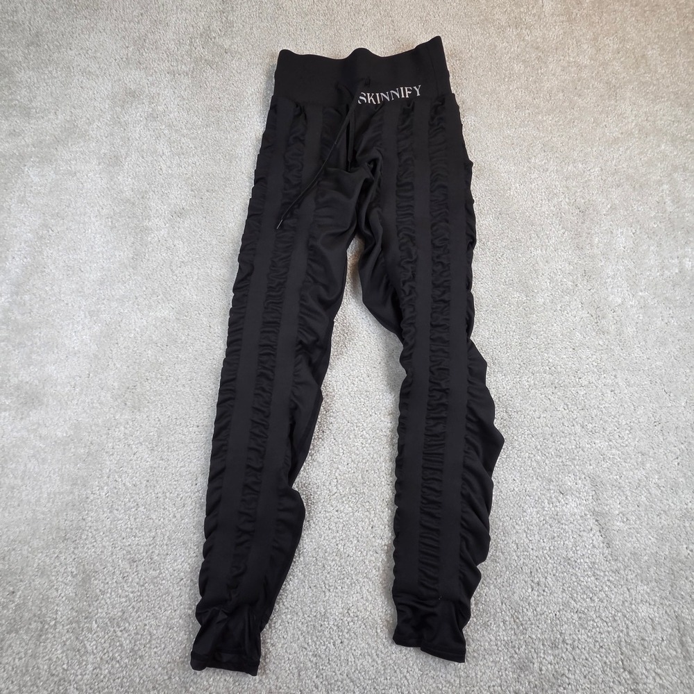 Skinnify Womens 6 Band Resistance Leggings S Black High Rise Stretch Gym Booty
